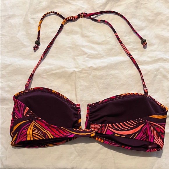 Old Navy Bikini Top with Tropical Print- Purple/Fuschia/Peach/Gold - Picture 5 of 5